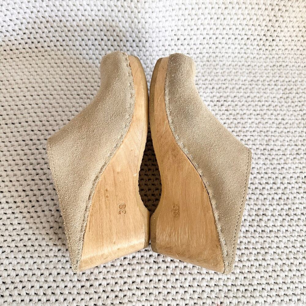 No. 6 New School Clog On Wedge Chalk Suede Closed Toe Platform Slip On Size 38 - Picture 8 of 10